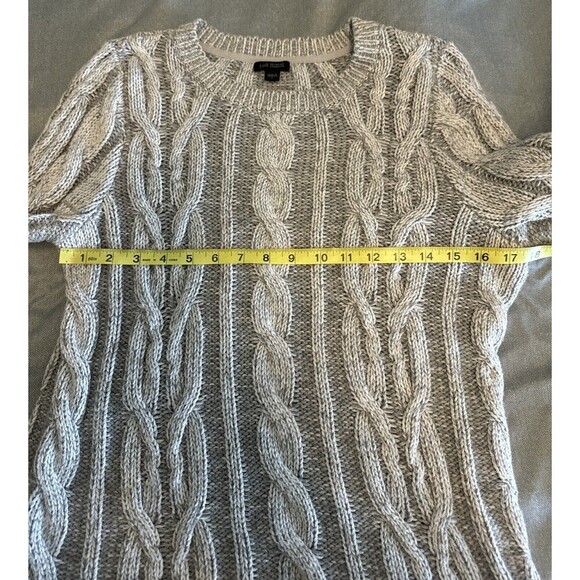 J. Jill Wearever Collection Marled GRAY WHITE Chunky Cable Knit Sweater Sz S - Picture 9 of 10